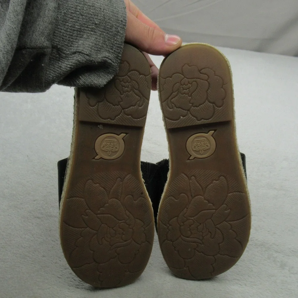 Born Womens 7M Sandals Brown Leather Espadrille Slide Flats Casual Comfort Slide